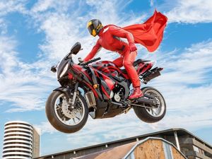 Logħba Real Motorbike Super Hero Stunt 3D onlajn