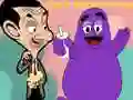 Logħba Meta l-Mr. Bean jiltaqa ma' Grimace onlajn