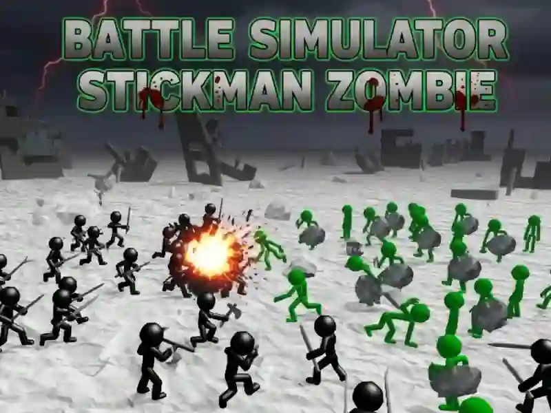 Logħba Battalja Simulatur Stickman Zombie onlajn