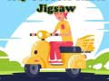 Logħba Rides ta 'Scooter fil-Belt: Puzzel onlajn