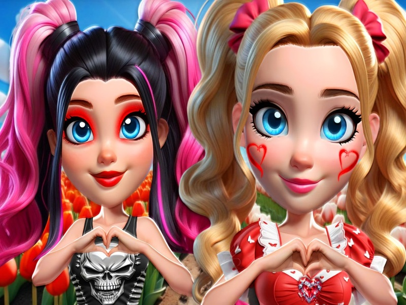 Logħba Qlub vibranti glamour vs punk onlajn