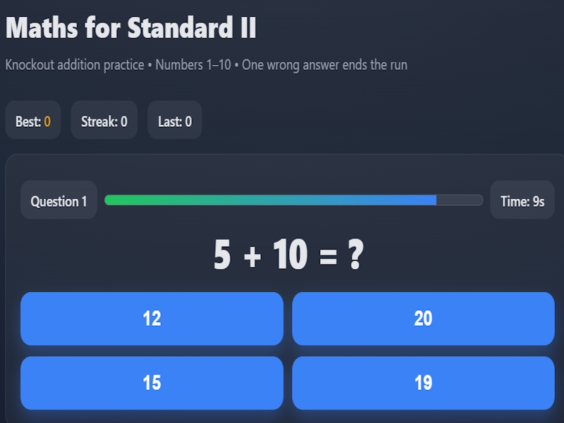 Logħba Matematika għall-Istandard II onlajn